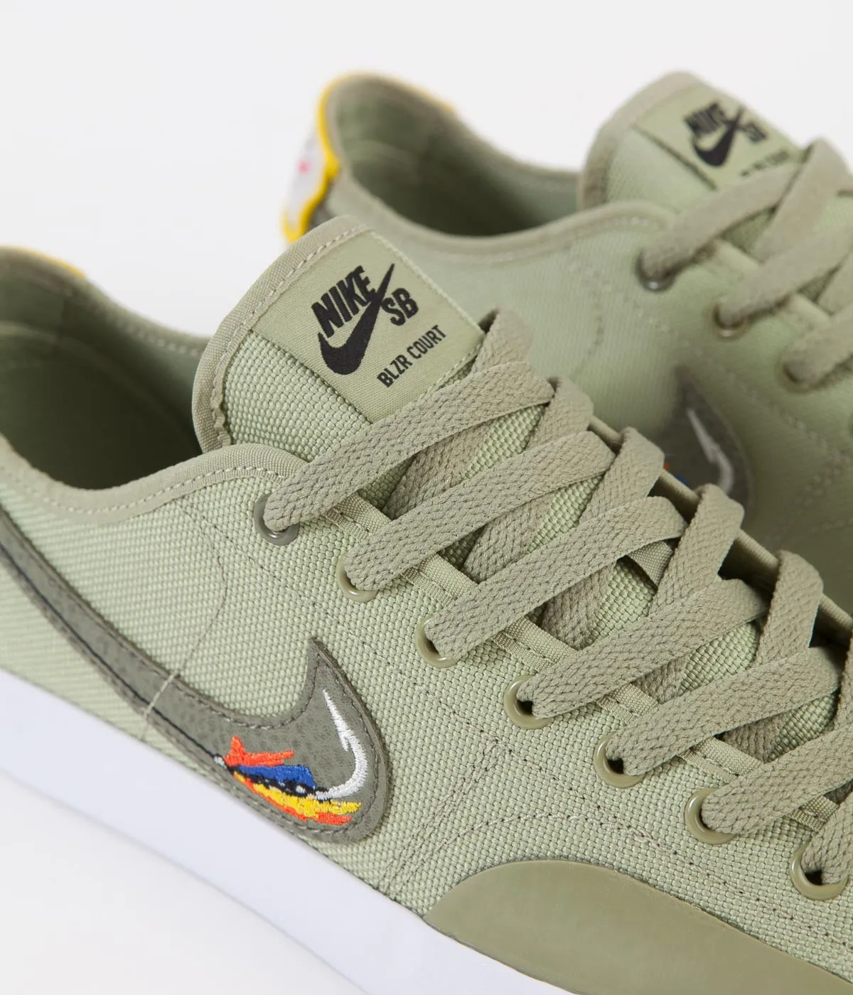 Nike SB Blazer Court DVDL Shoes - Dusty Olive / Medium Olive - Light Bone - Navy