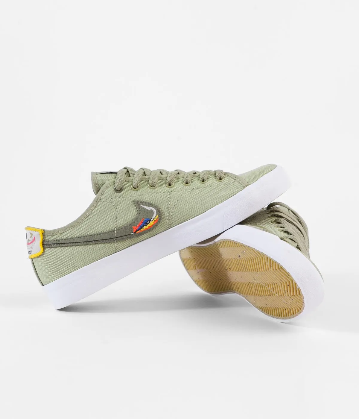 Nike SB Blazer Court DVDL Shoes - Dusty Olive / Medium Olive - Light Bone - Navy