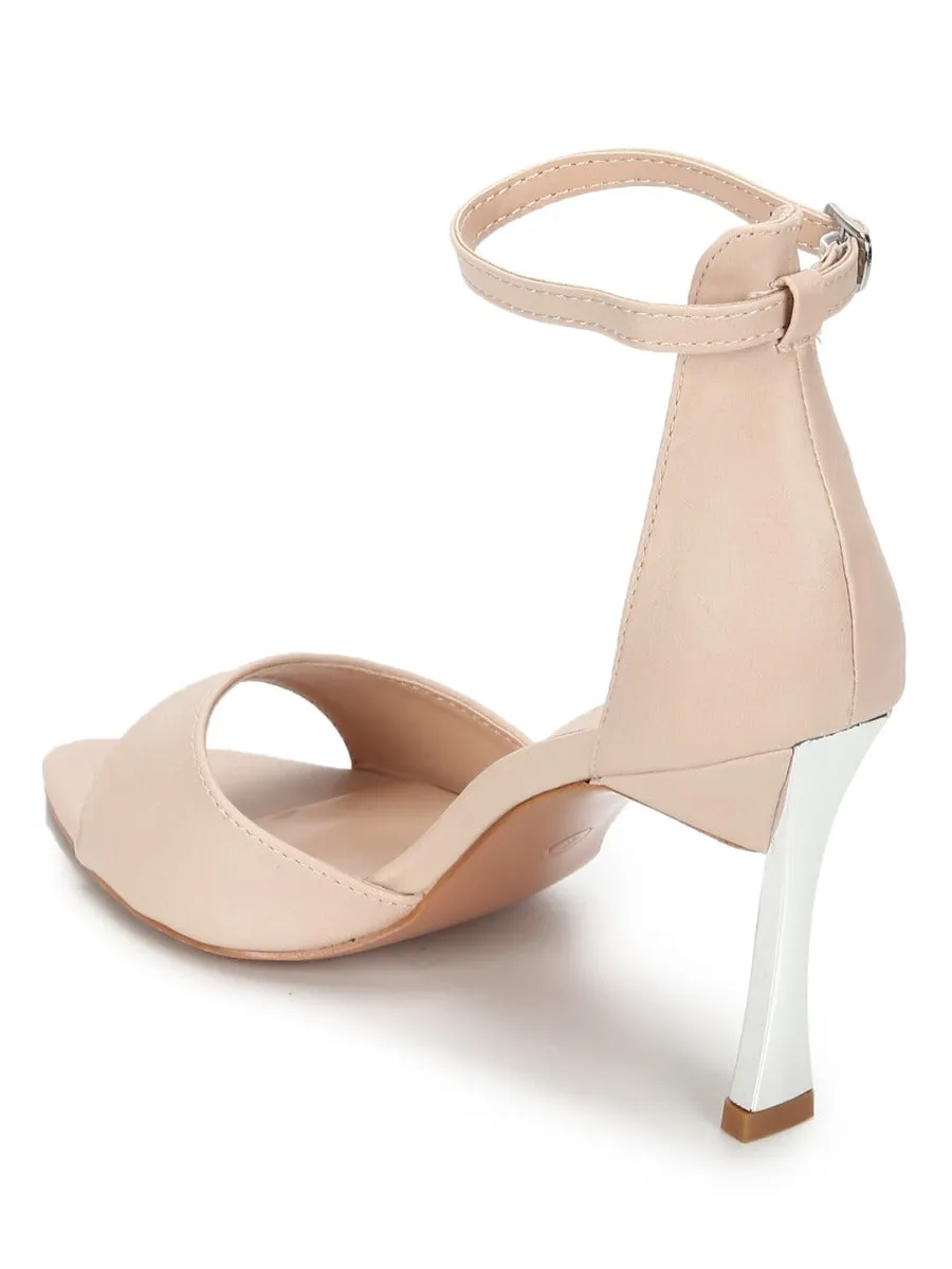 Nude PU Pointed Toe Stilettos