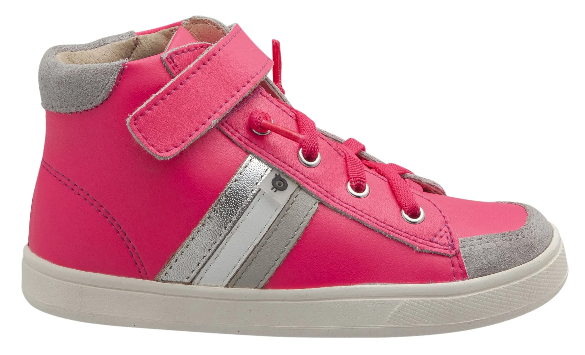 Old Soles Girl's Glambo High Top Leather Sneakers, Neon Pink/Gris/Snow/Silver