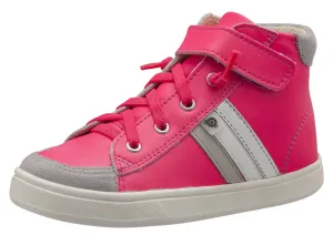 Old Soles Girl's Glambo High Top Leather Sneakers, Neon Pink/Gris/Snow/Silver