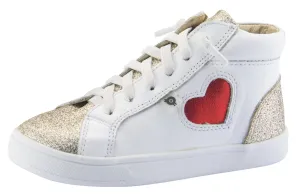 Old Soles Girl's Hearty High Top Leather Sneakers, Glam Cream