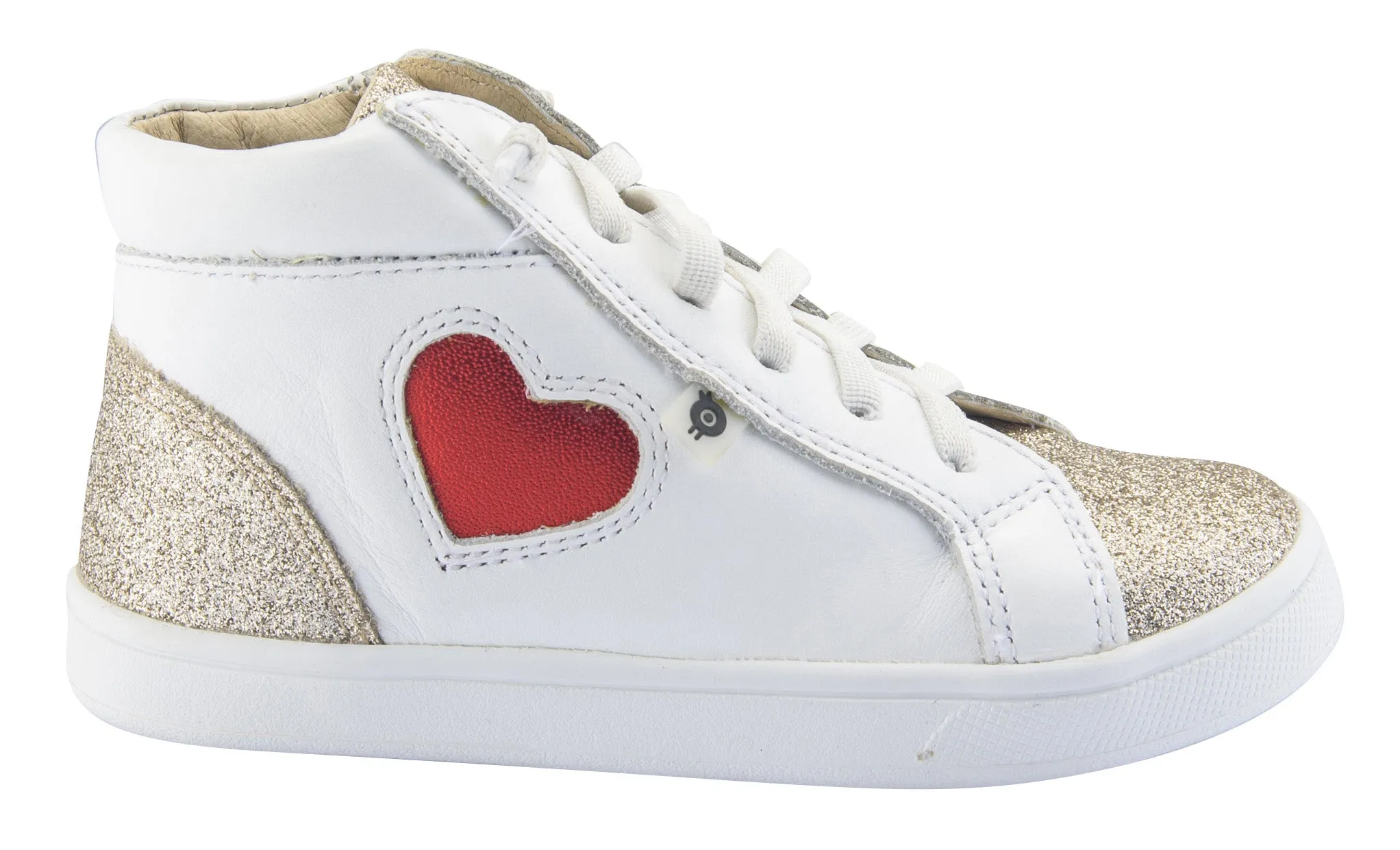 Old Soles Girl's Hearty High Top Leather Sneakers, Glam Cream