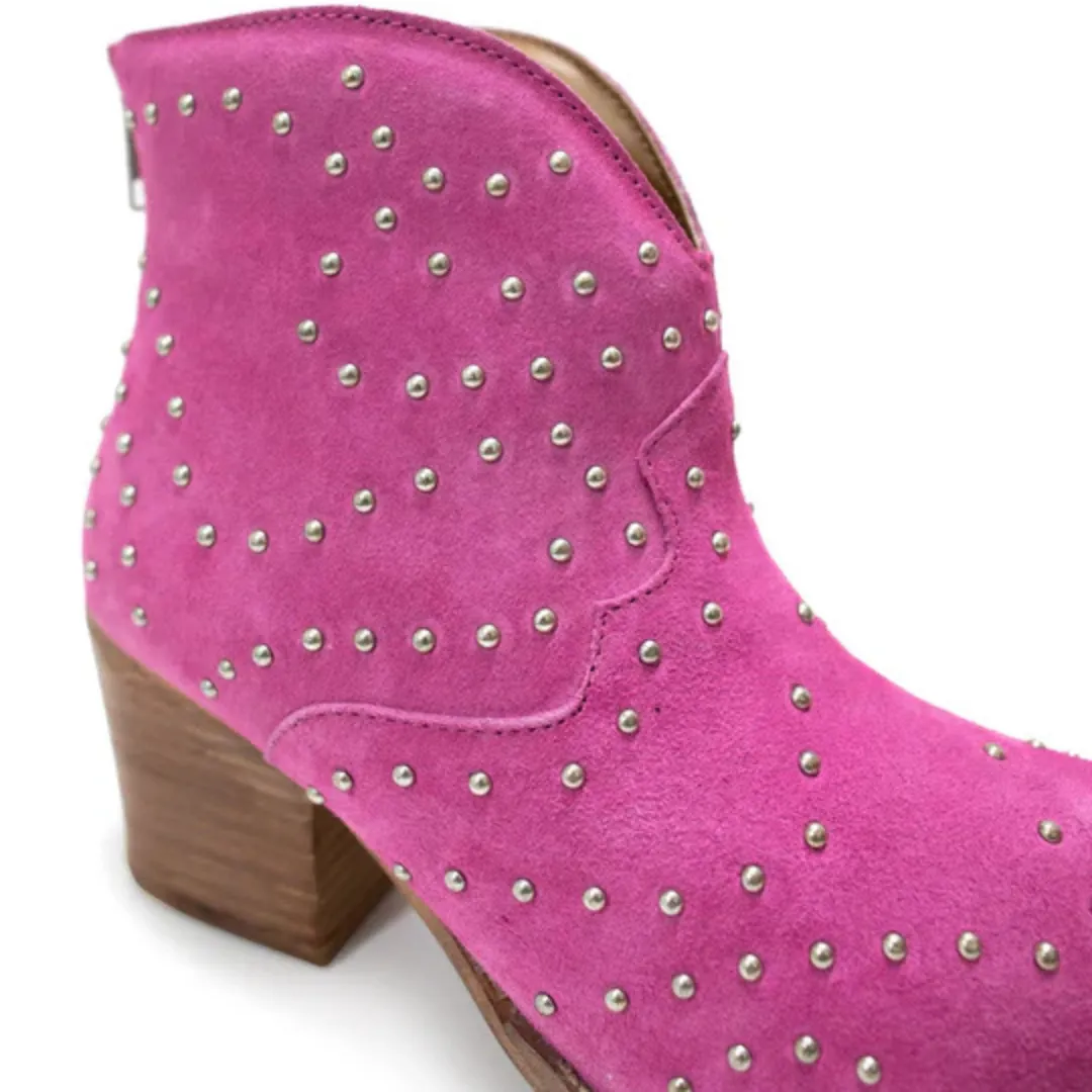 Online Exclusive | Twilight Studded Heeled Ankle Boot in Magenta