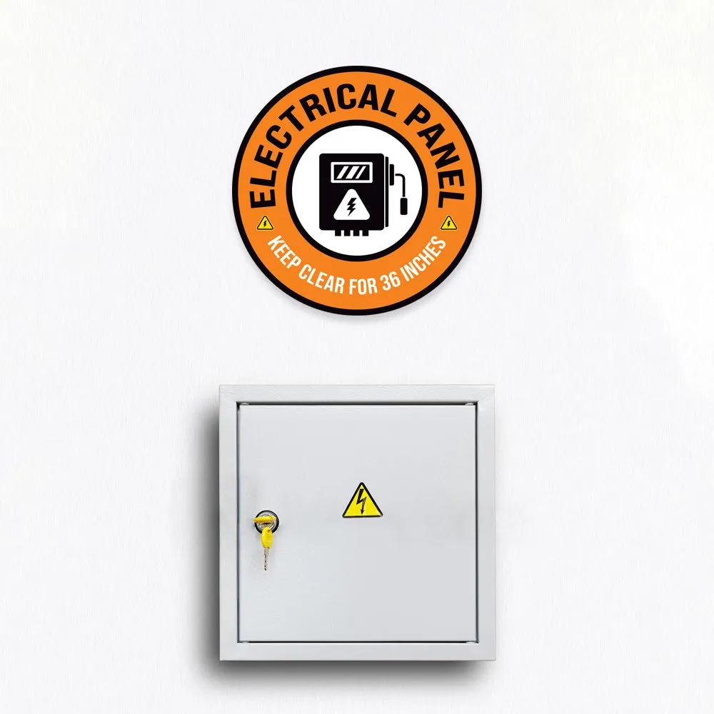 Orange Electrical Panel Keep Clear 36 Inches Floor Decal