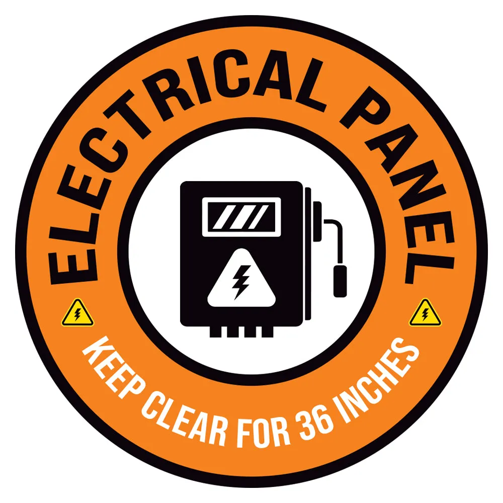 Orange Electrical Panel Keep Clear 36 Inches Floor Decal