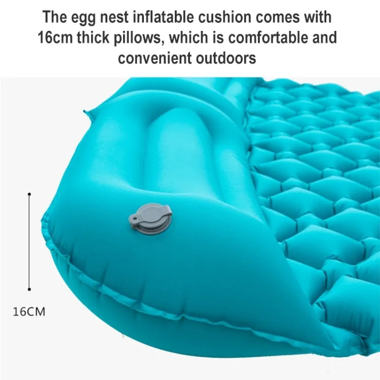 Outdoor Inflatable Bed for Camping, Fishing, and Beach, TPU Cushion, 76.8 x 46.9 x 6.3 inches (Peacock Blue)