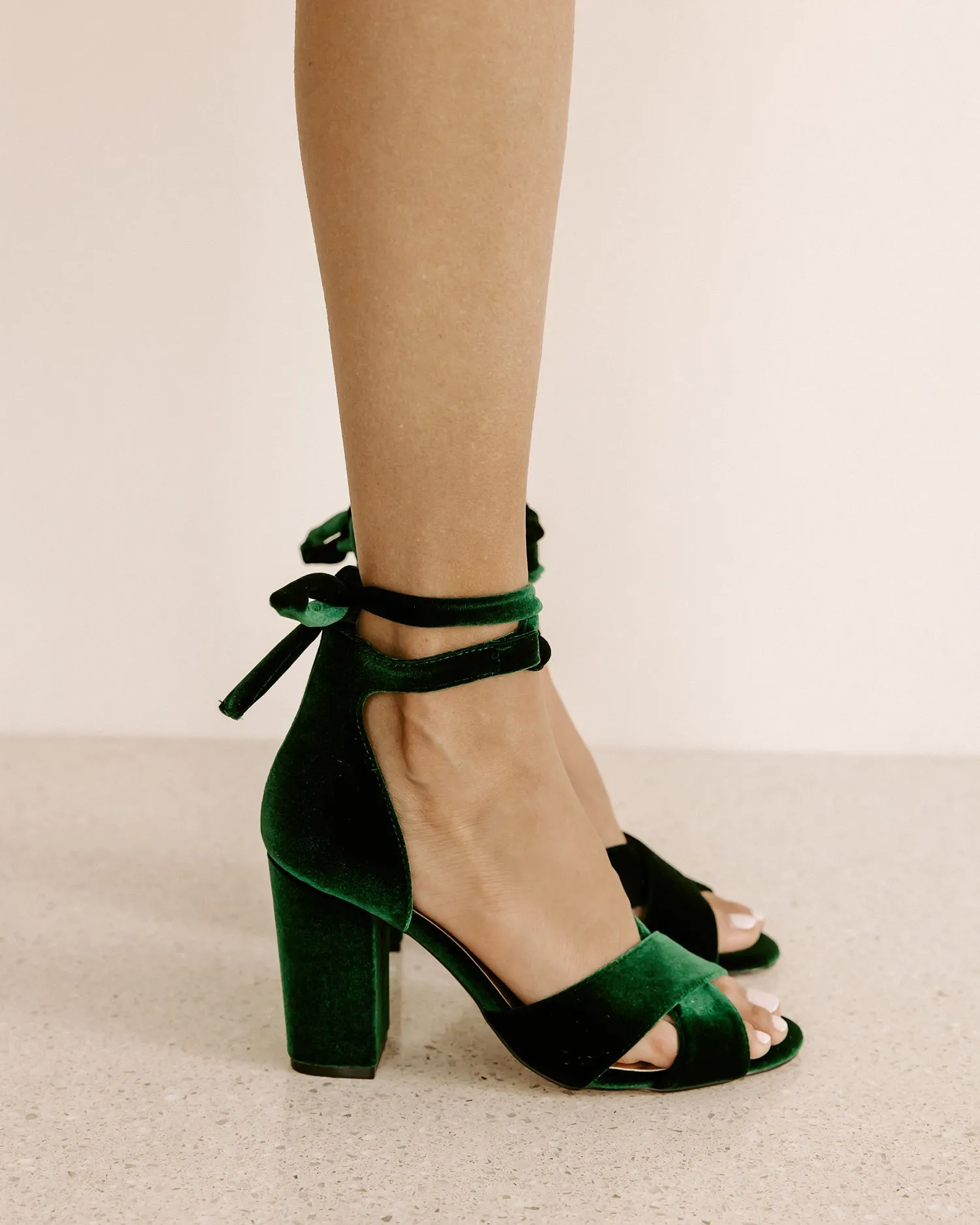 PASSION - EMERALD GREEN WEDDING SHOES TALL BLOCK HEEL