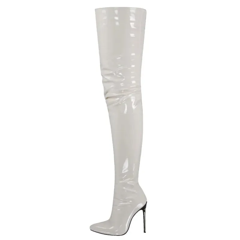 Patent Leather Thigh High Stiletto Boots