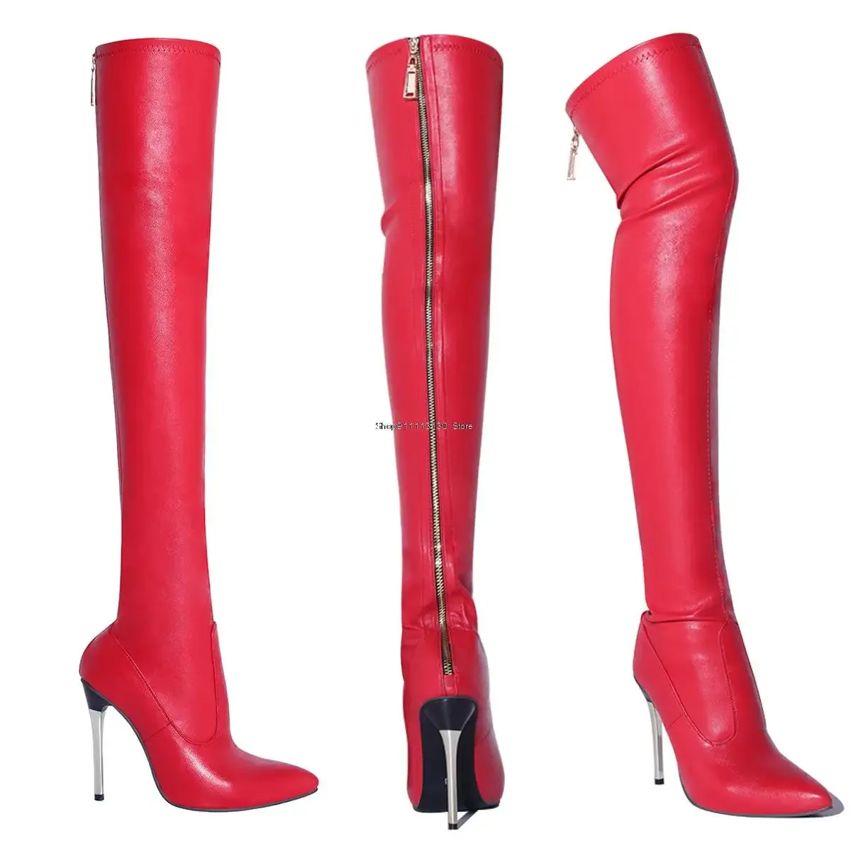 Patent Leather Thigh High Stiletto Boots