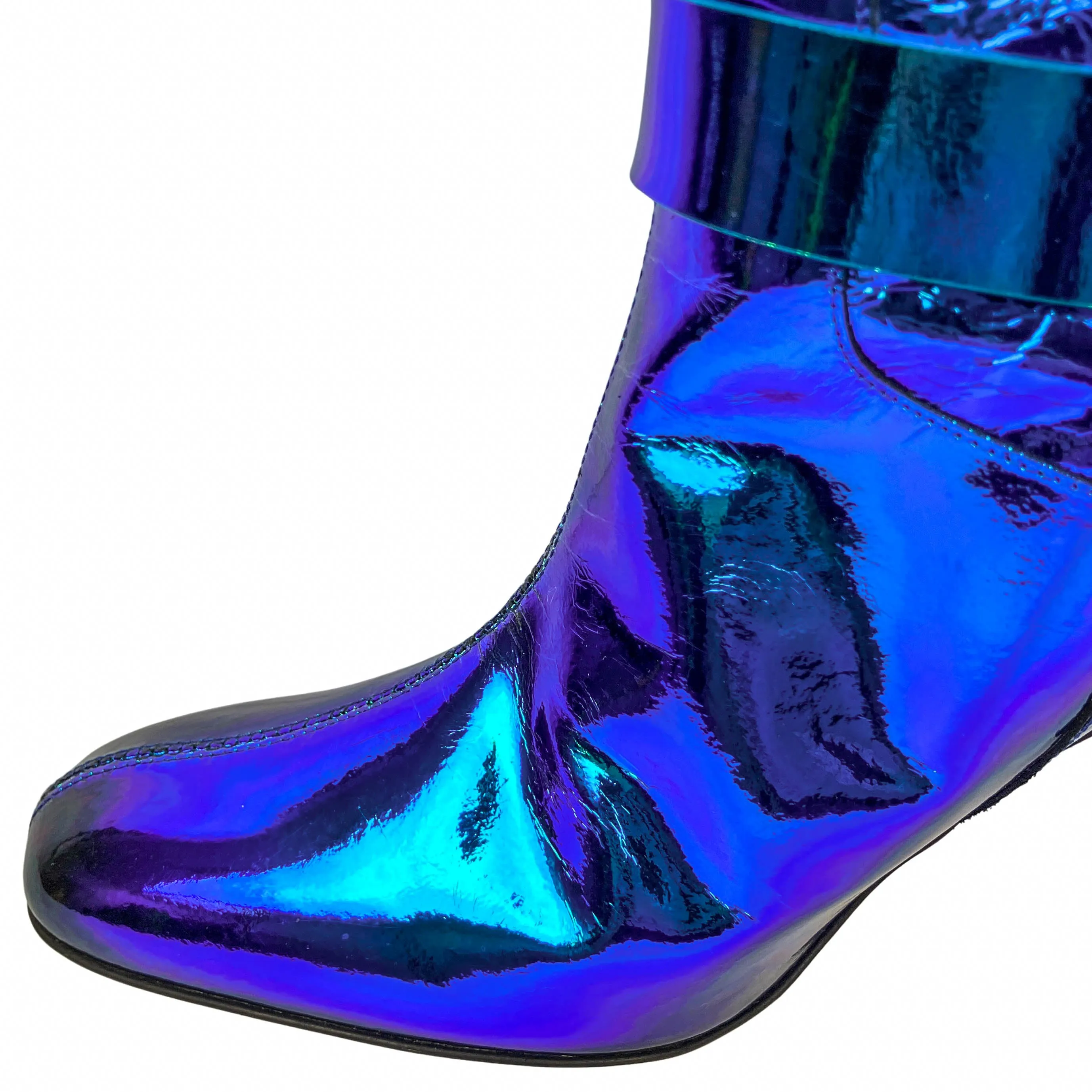 Paul Andrew Thigh High Biker Boots in Turquoise