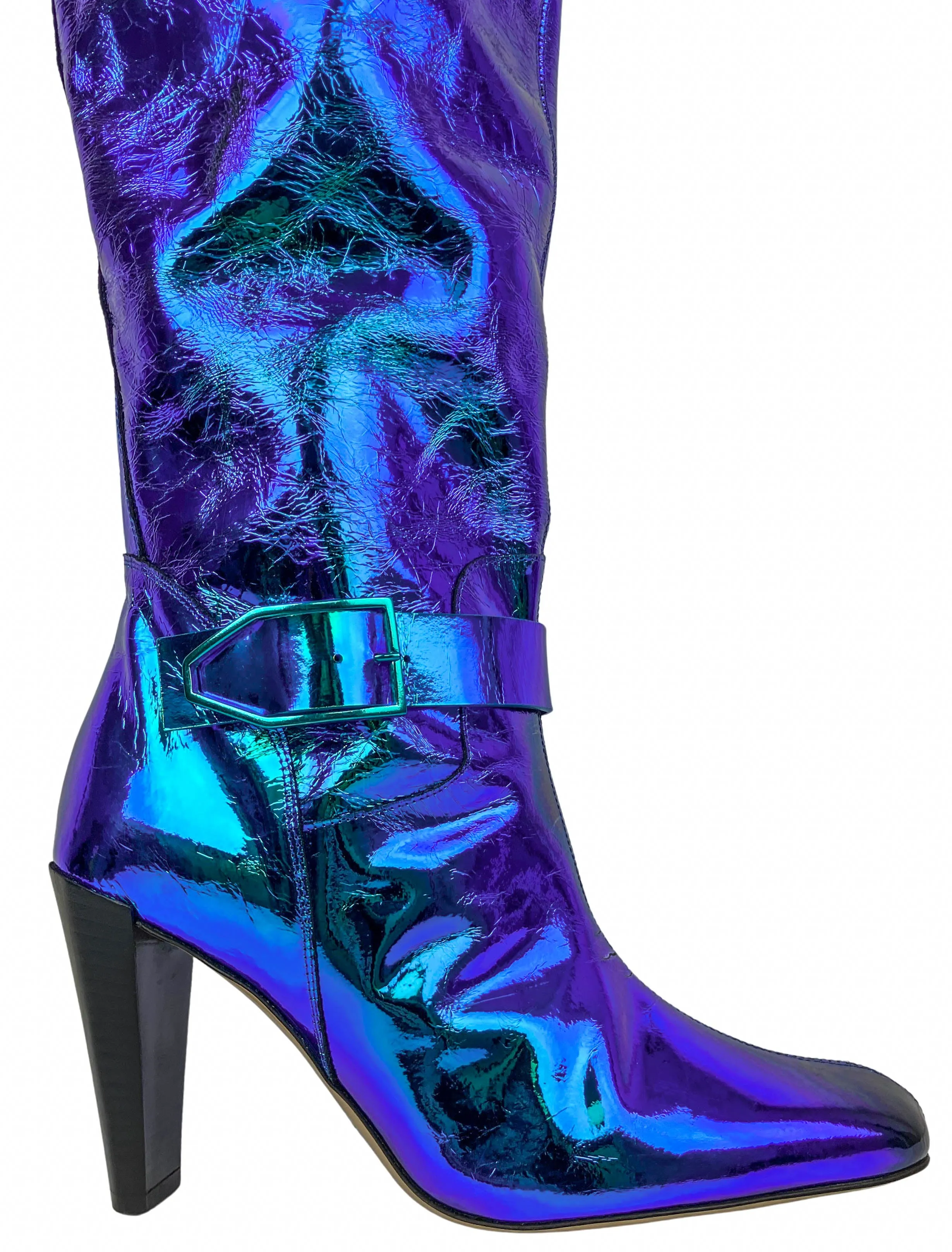 Paul Andrew Thigh High Biker Boots in Turquoise