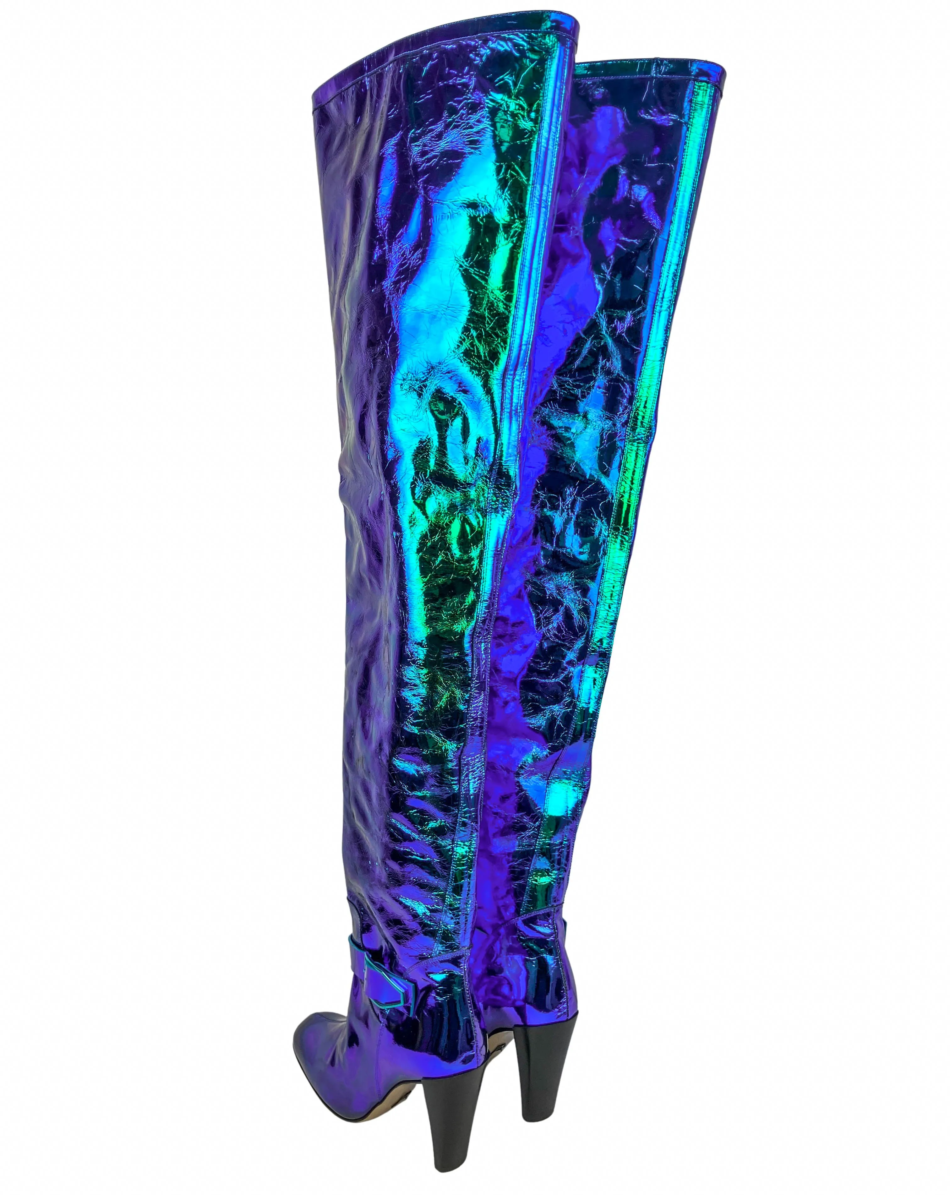 Paul Andrew Thigh High Biker Boots in Turquoise