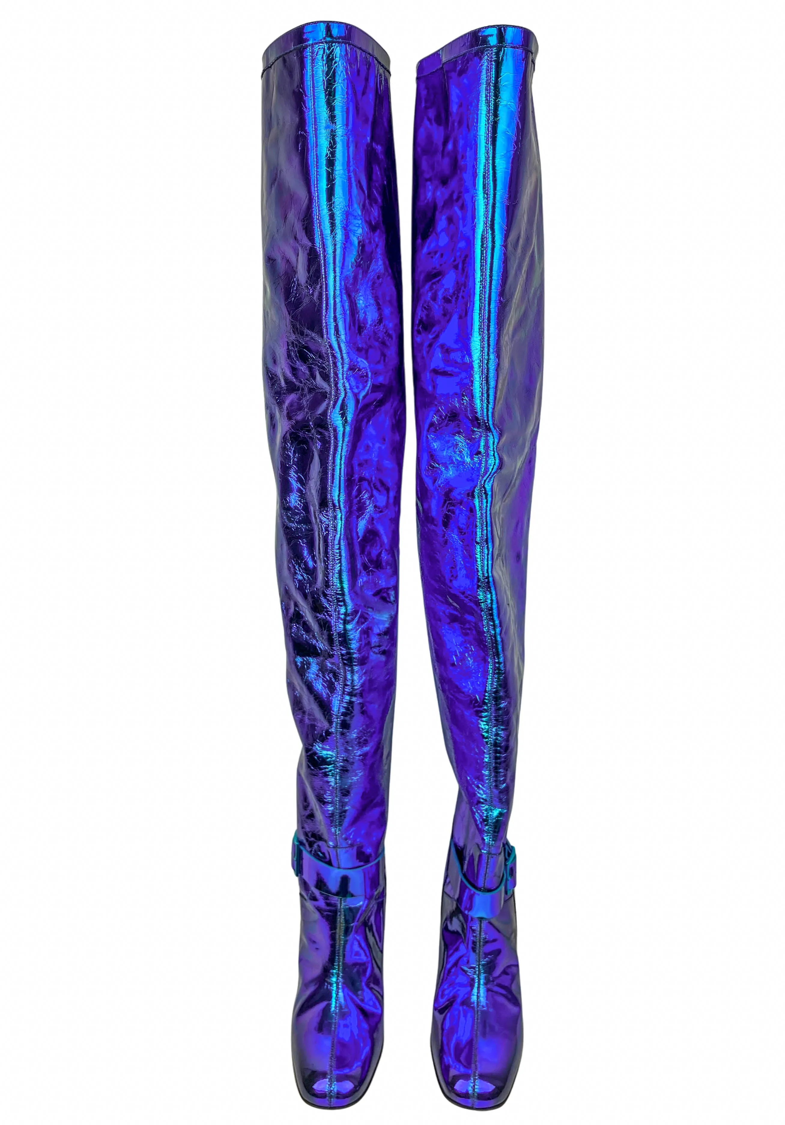 Paul Andrew Thigh High Biker Boots in Turquoise