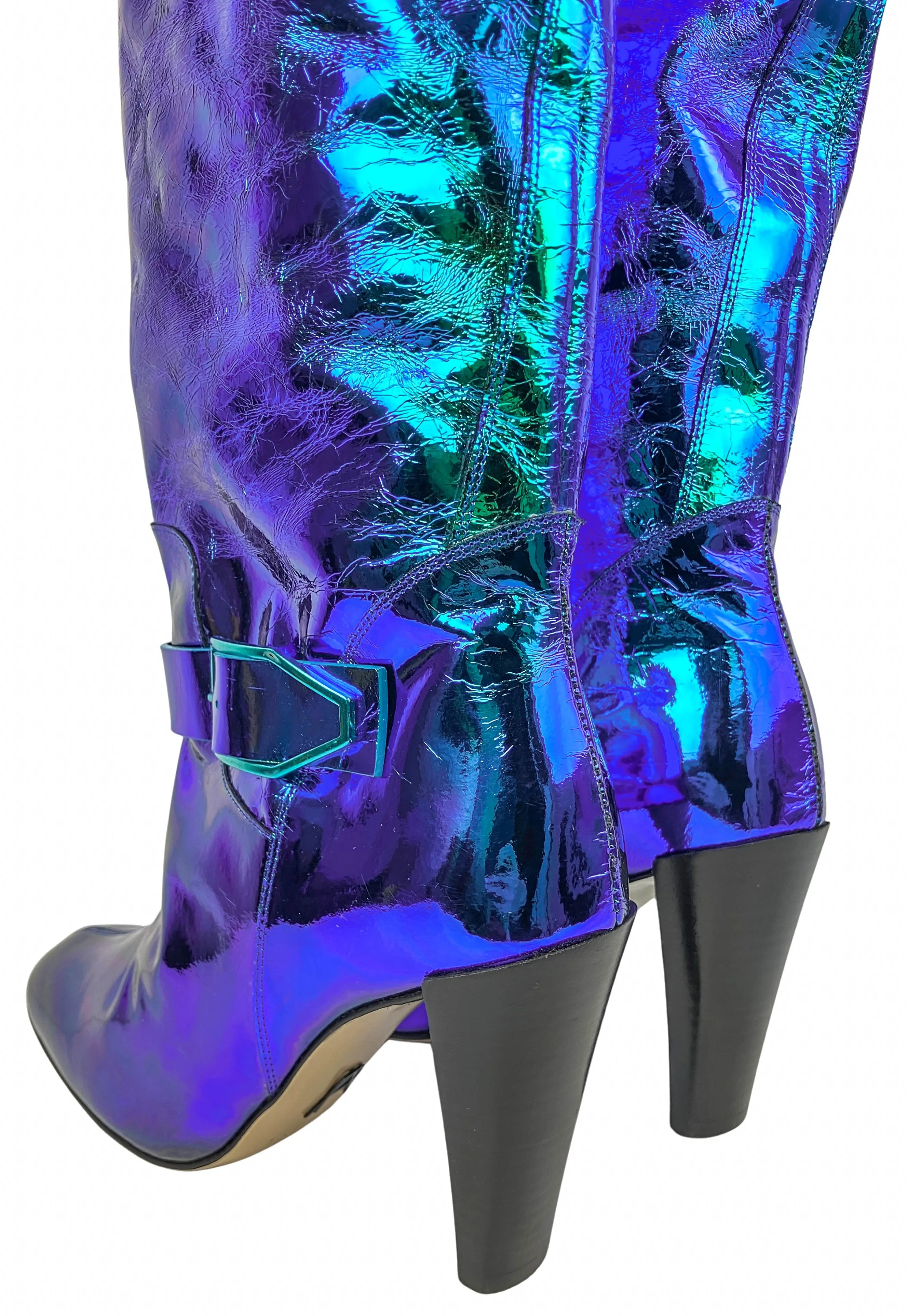 Paul Andrew Thigh High Biker Boots in Turquoise