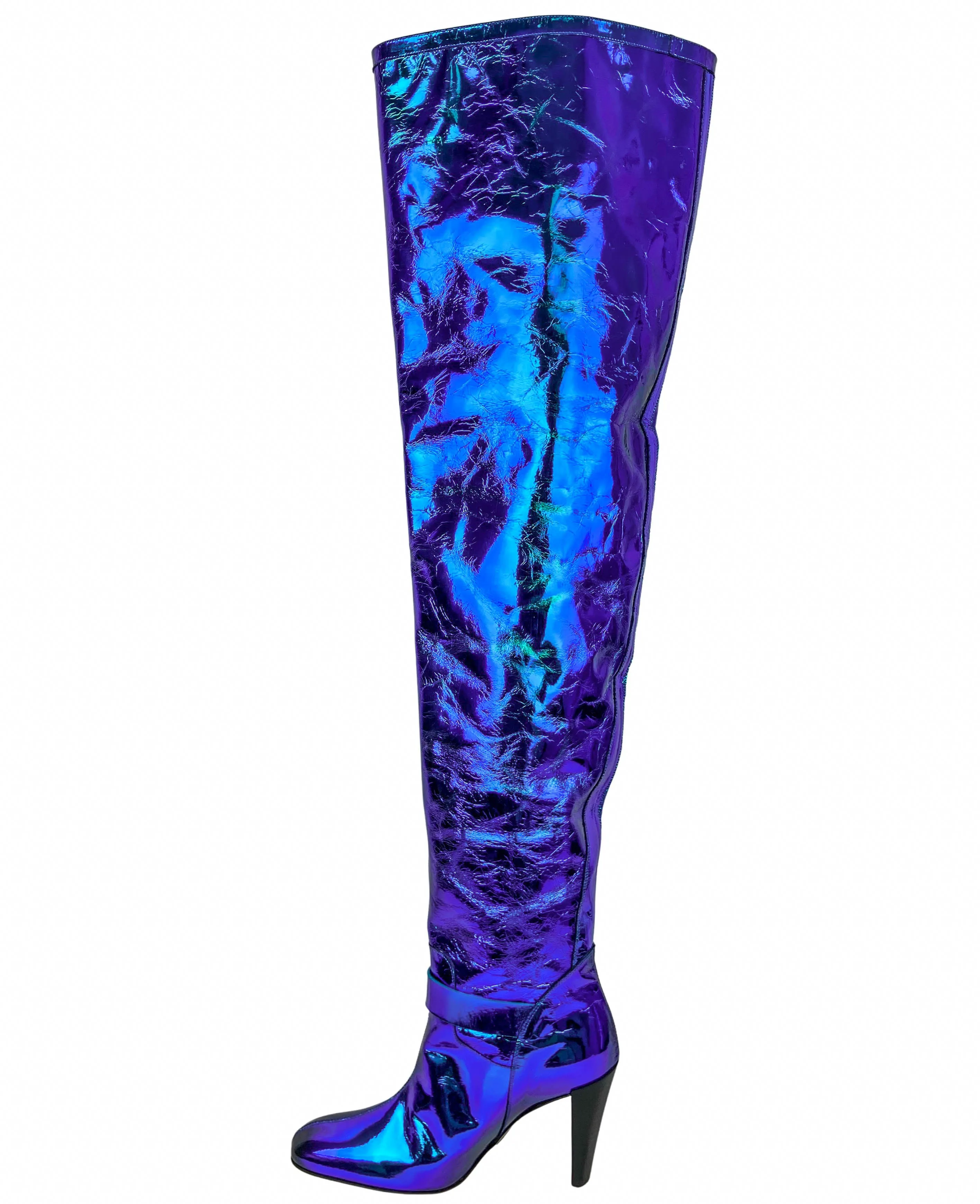 Paul Andrew Thigh High Biker Boots in Turquoise