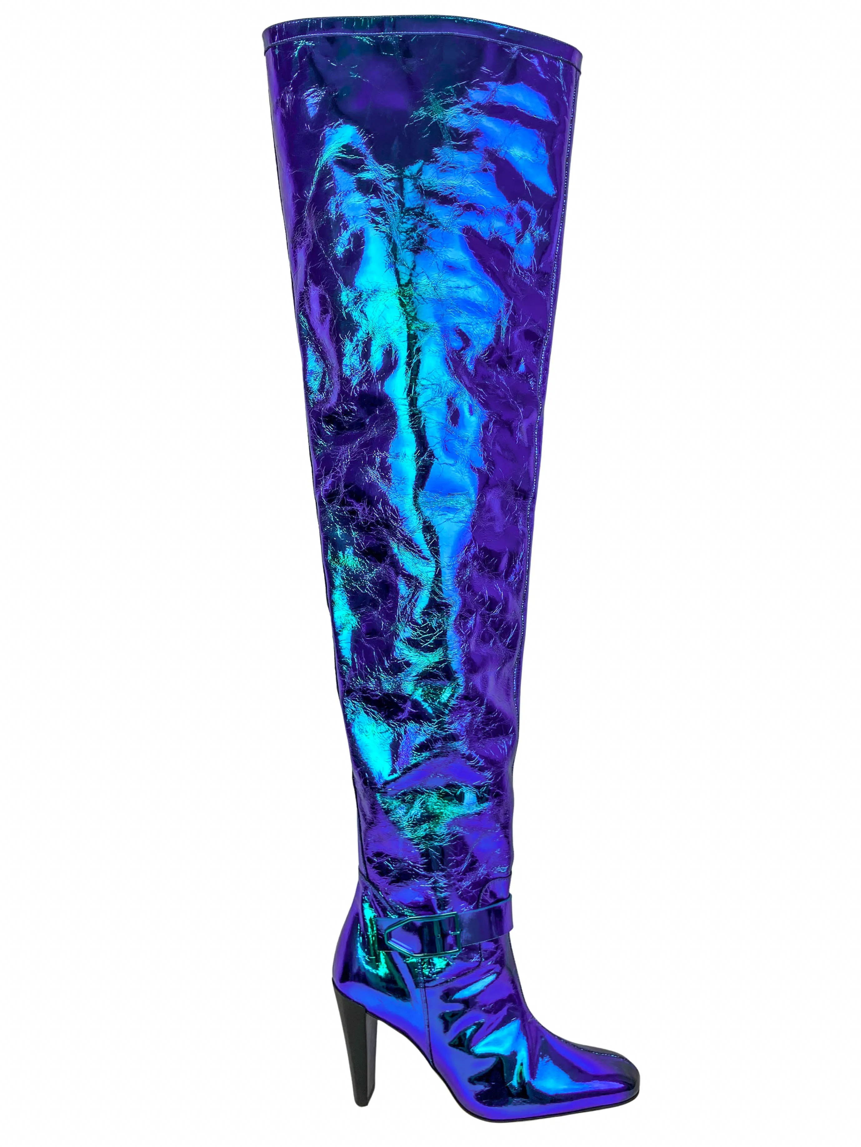 Paul Andrew Thigh High Biker Boots in Turquoise