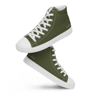 Pine Green Color Men's Sneakers, Modern Minimalist Designer Men's High Top Tennis Shoes  (US Size: 5-13)