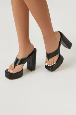 Platform Thong Block Heels