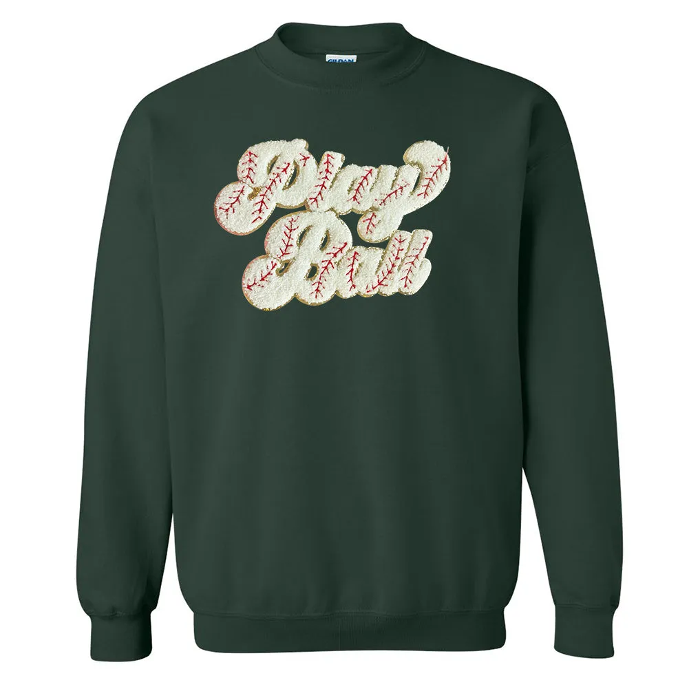 Play Ball Letter Patch Crewneck Sweatshirt