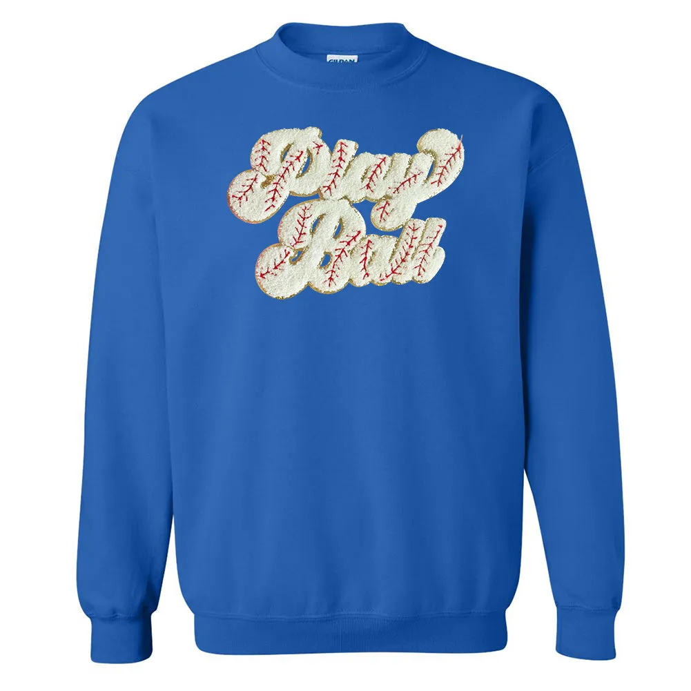 Play Ball Letter Patch Crewneck Sweatshirt