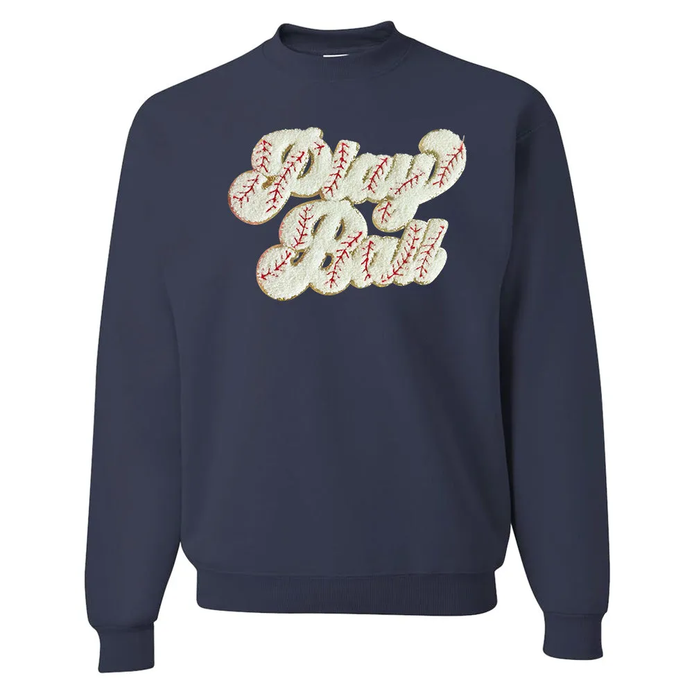 Play Ball Letter Patch Crewneck Sweatshirt