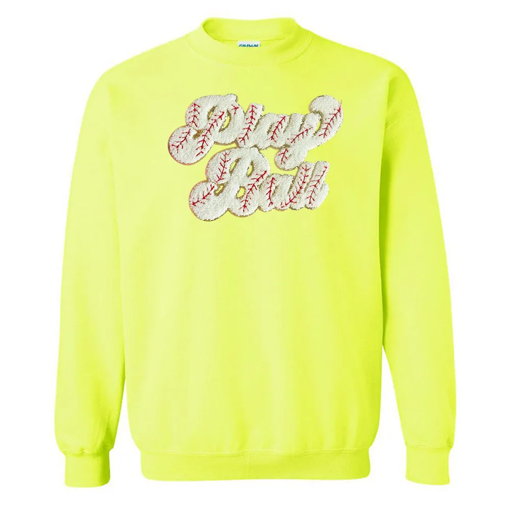 Play Ball Letter Patch Crewneck Sweatshirt