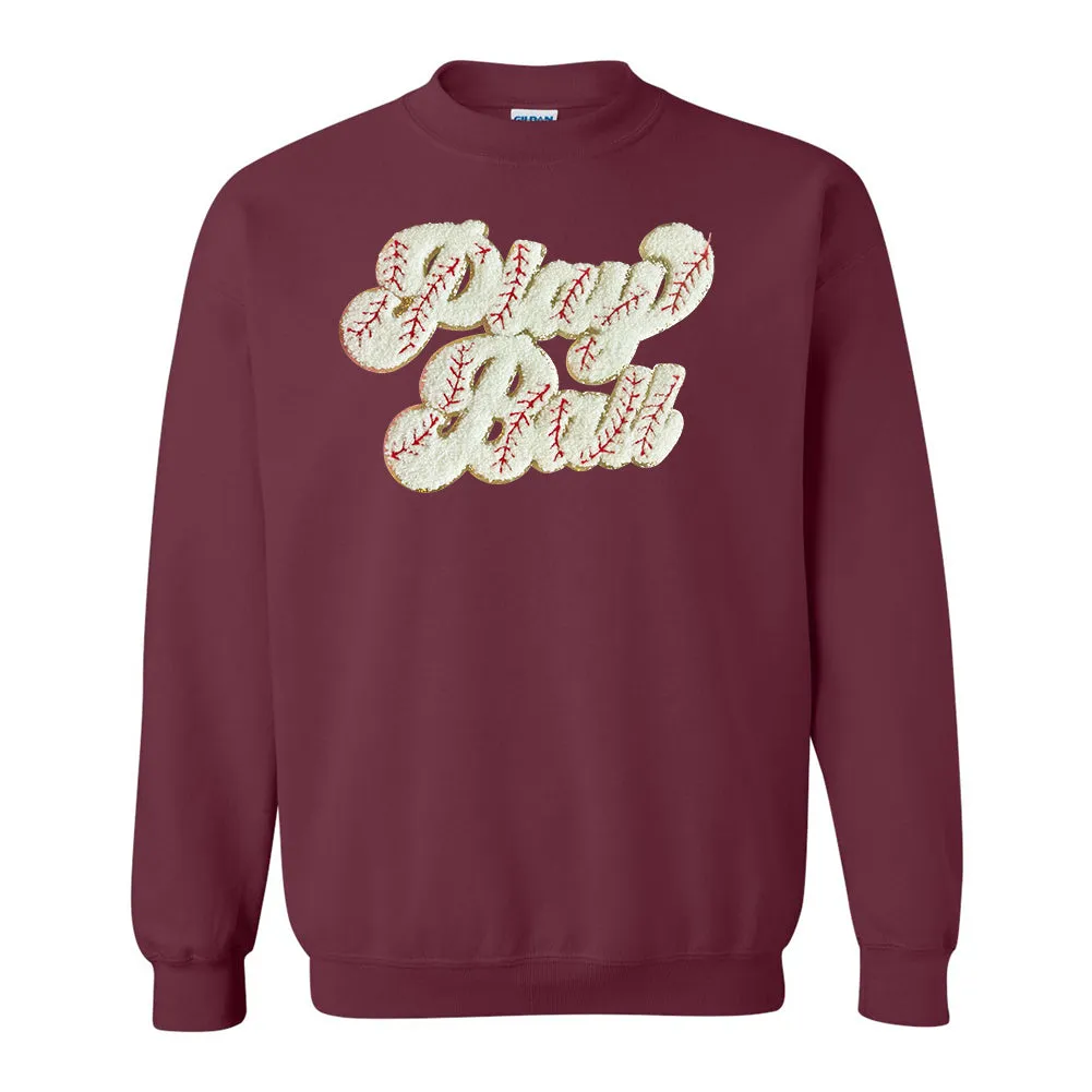 Play Ball Letter Patch Crewneck Sweatshirt