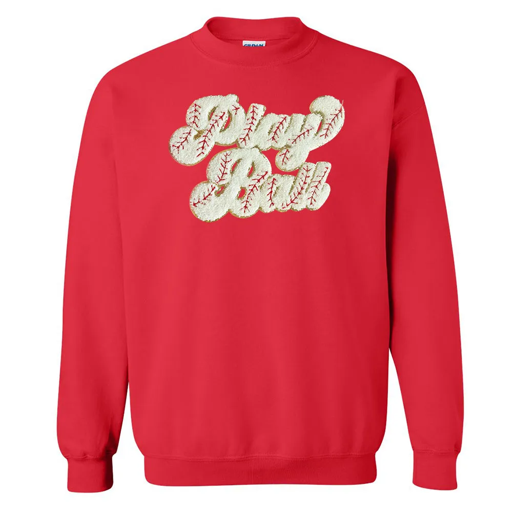 Play Ball Letter Patch Crewneck Sweatshirt