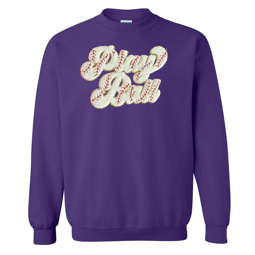 Play Ball Letter Patch Crewneck Sweatshirt