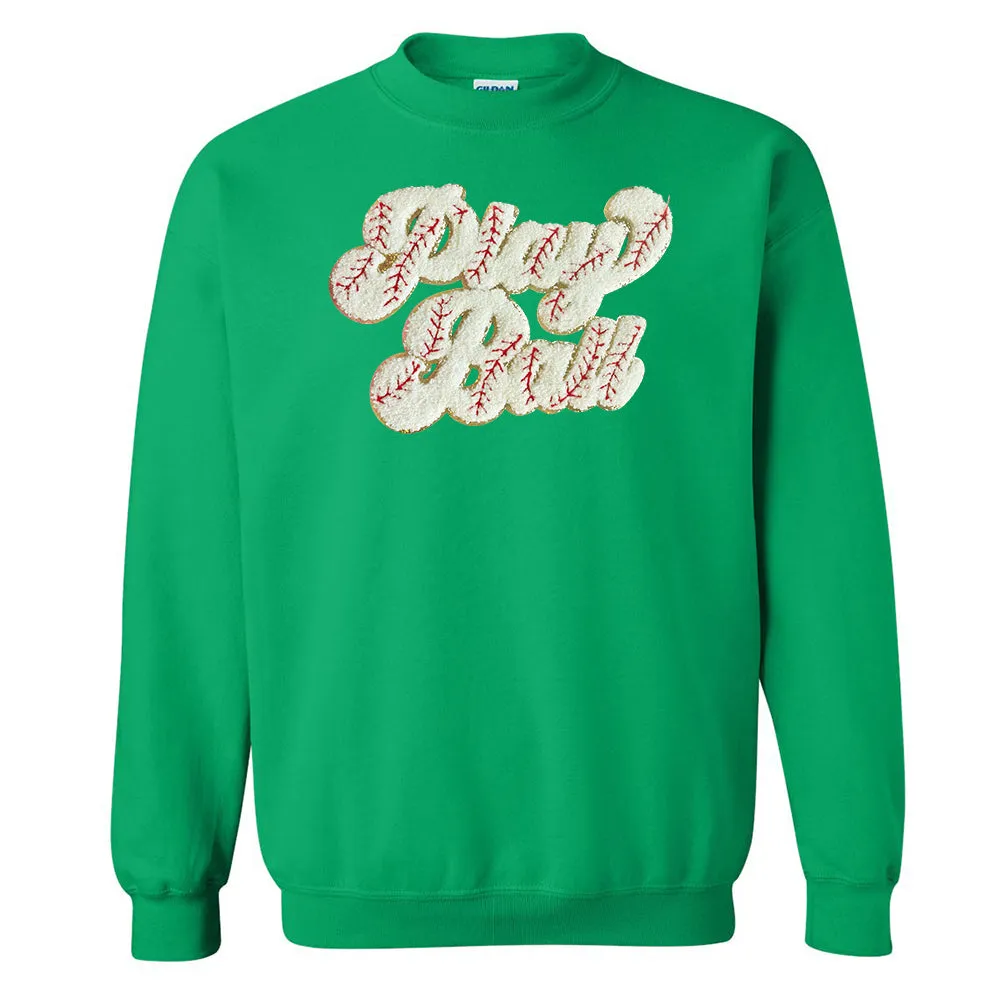 Play Ball Letter Patch Crewneck Sweatshirt