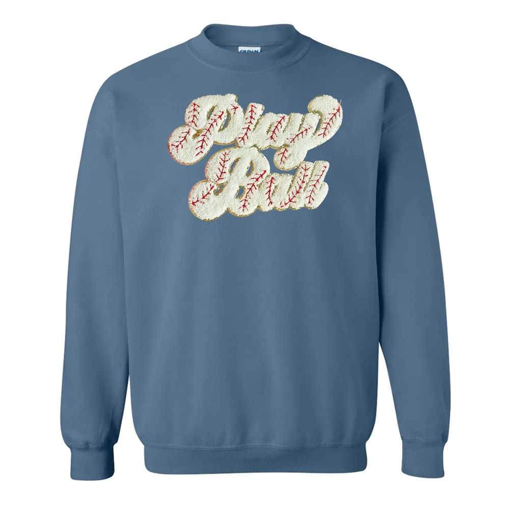 Play Ball Letter Patch Crewneck Sweatshirt