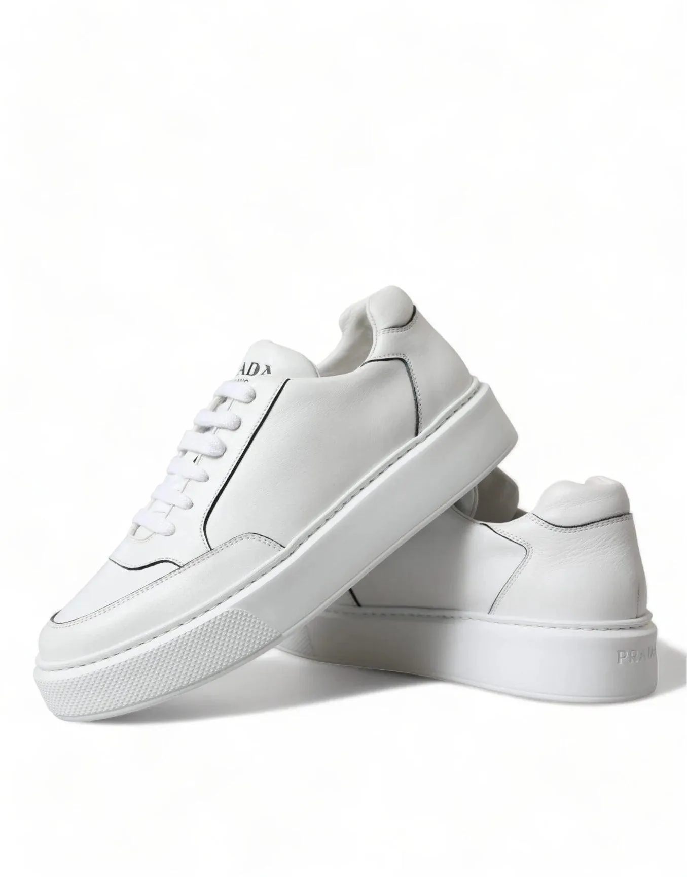 Prada Men's White Leather Montana Sneakers