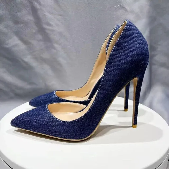 Pre Order:  Open Side Denim Stilettos