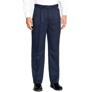 Prime Poplin Trouser in Navy (Self Sizer Double Reverse Pleat) by Berle