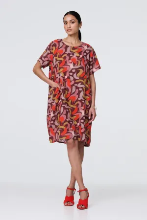 Printed Round Neck Tunic Dress