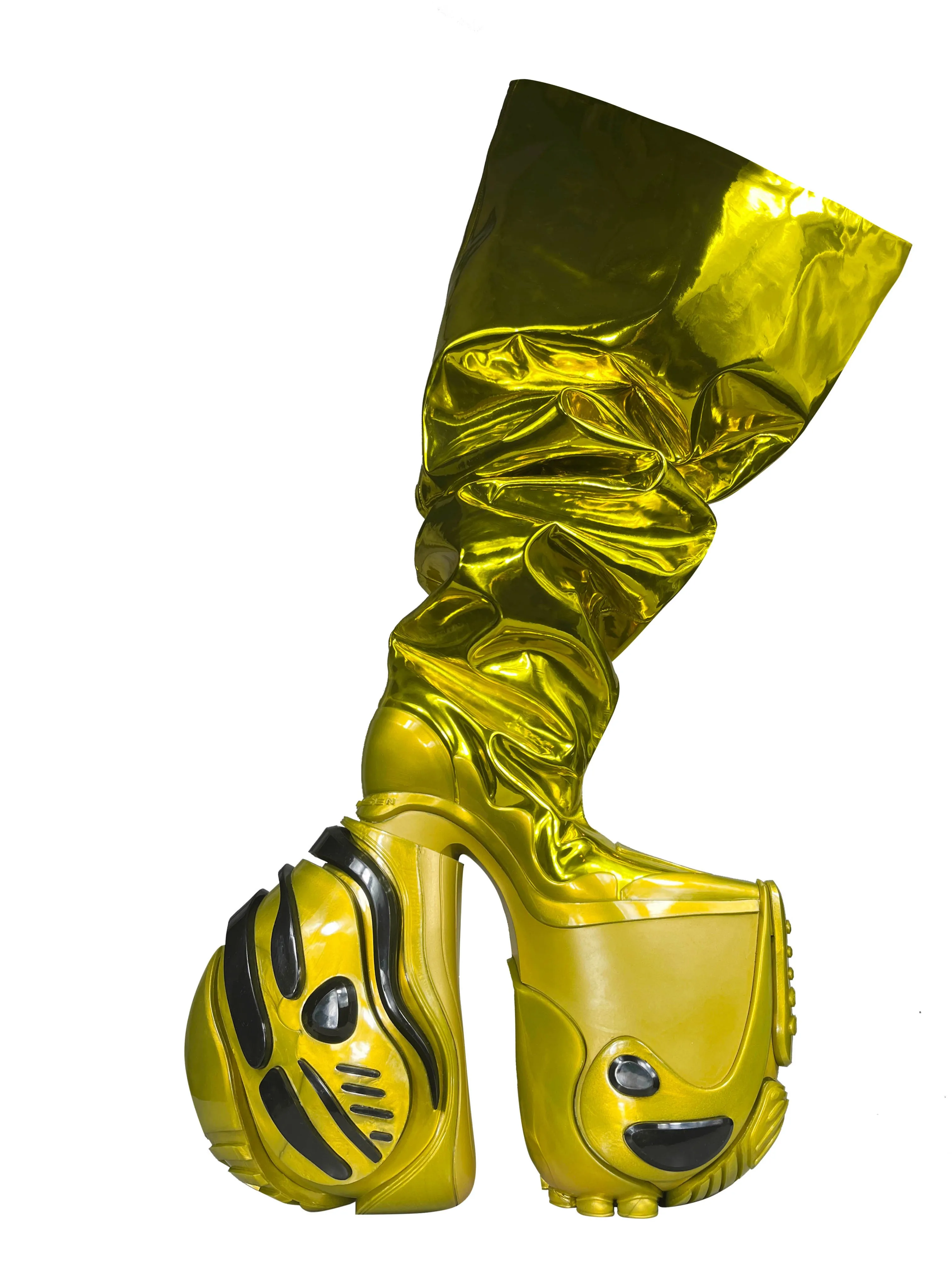 PROSTHETIC LATEX THIGH HIGH BOOTS