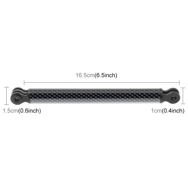 PULUZ 165mm Aluminum Alloy Carbon Fiber Floating Buoyancy Selfie-stick Extension Arm Rods for GoPro, Insta360, DJI and Other Action Cameras