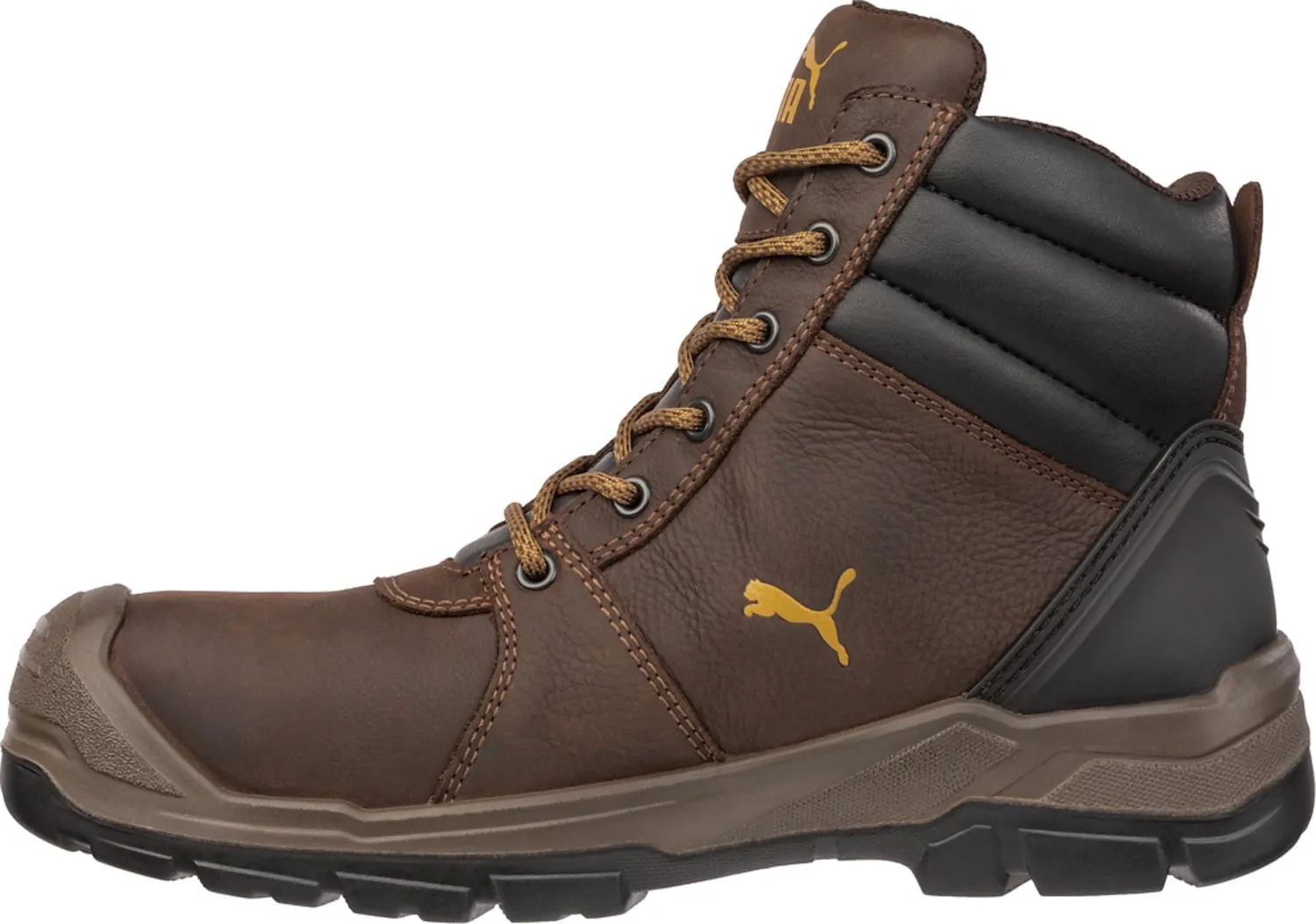 Puma Safety Mens Tornado Soft Toe CTX Mid EH WP Brown Leather Work Boots