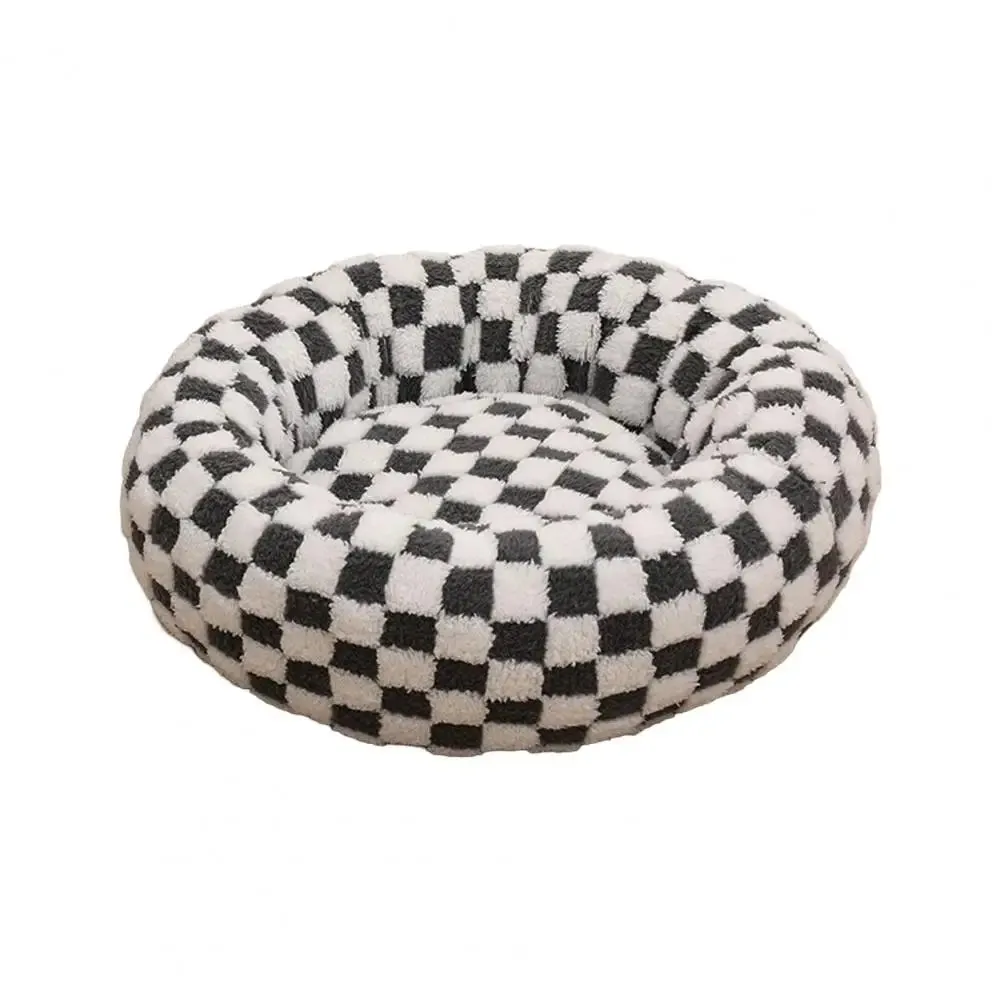 Quality Round Donut Dog Bed – Anxiety Calming Plush Bed with Anti-Slip for Small Dogs & Cats