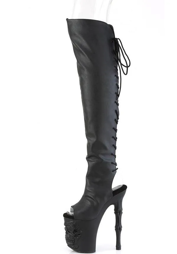 RAPTURE-3019 [Black Faux Leather] | PLATFORM BOOTS [PREORDER]