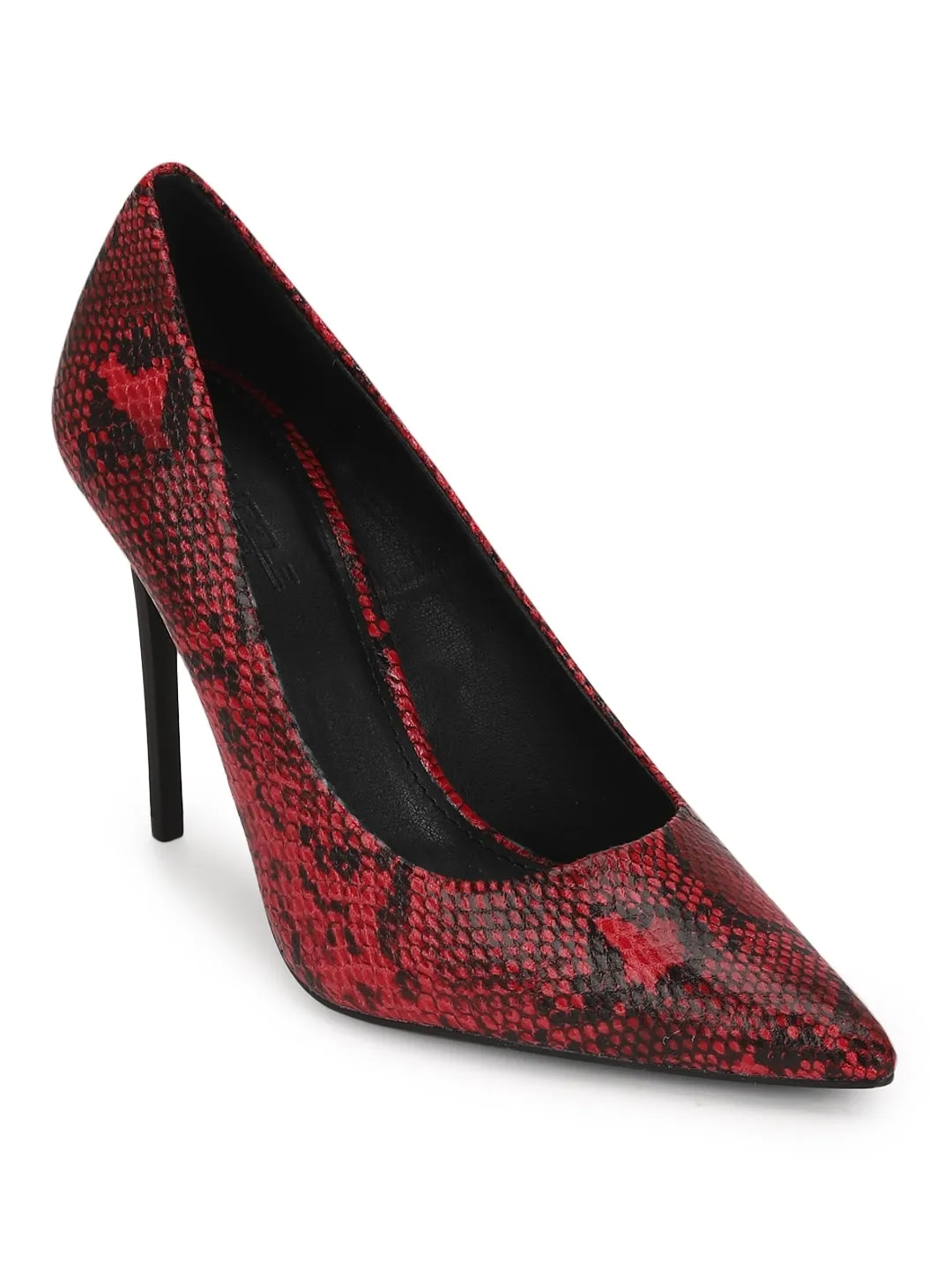 Red Snake Pattern High Heel Pumps