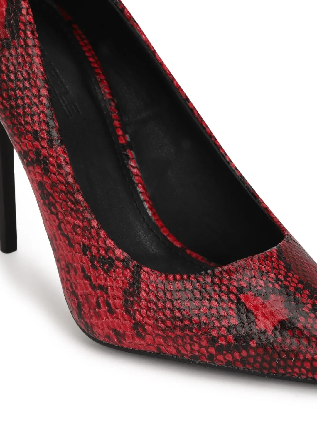 Red Snake Pattern High Heel Pumps