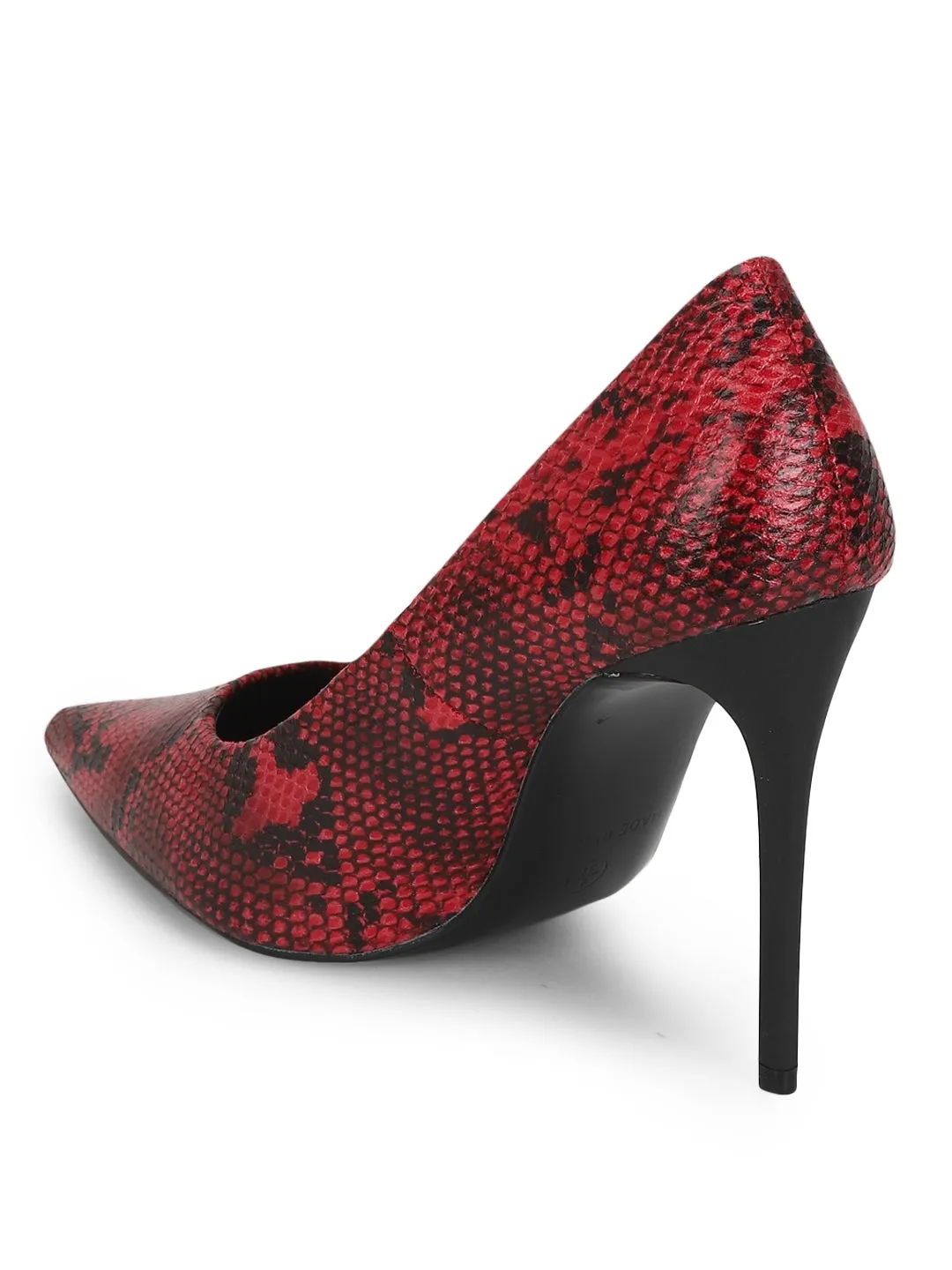 Red Snake Pattern High Heel Pumps