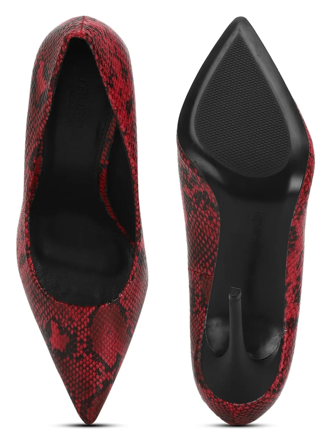 Red Snake Pattern High Heel Pumps