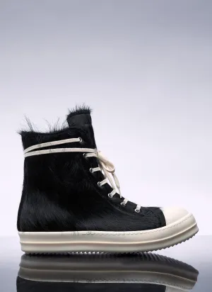 Rick Owens Pony-Hair High-Top Sneakers