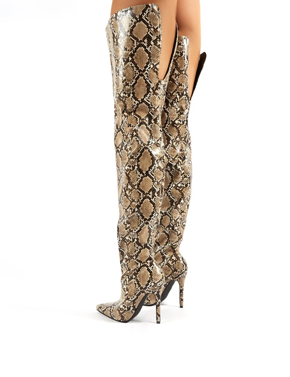 Rita Snakeskin Stiletto Heeled Over the Knee Boots