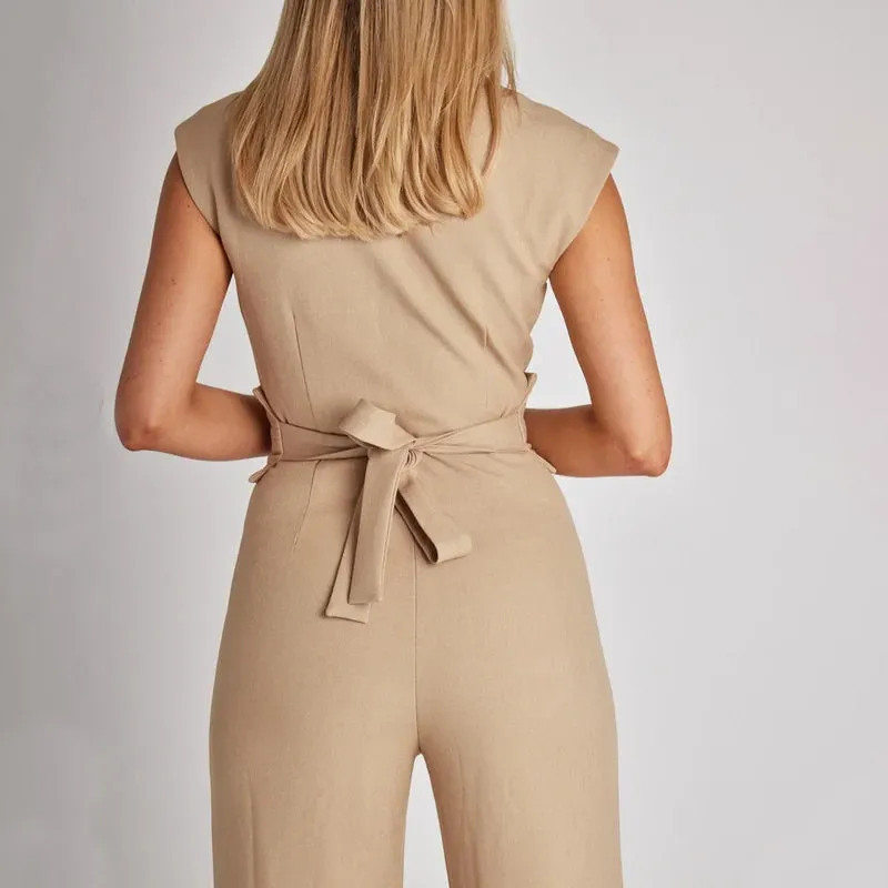 Ärmelloser Jumpsuit mit weitem Bein für Damen