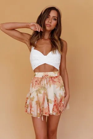 Robyn Flounce Mini Skirt Floral Peach