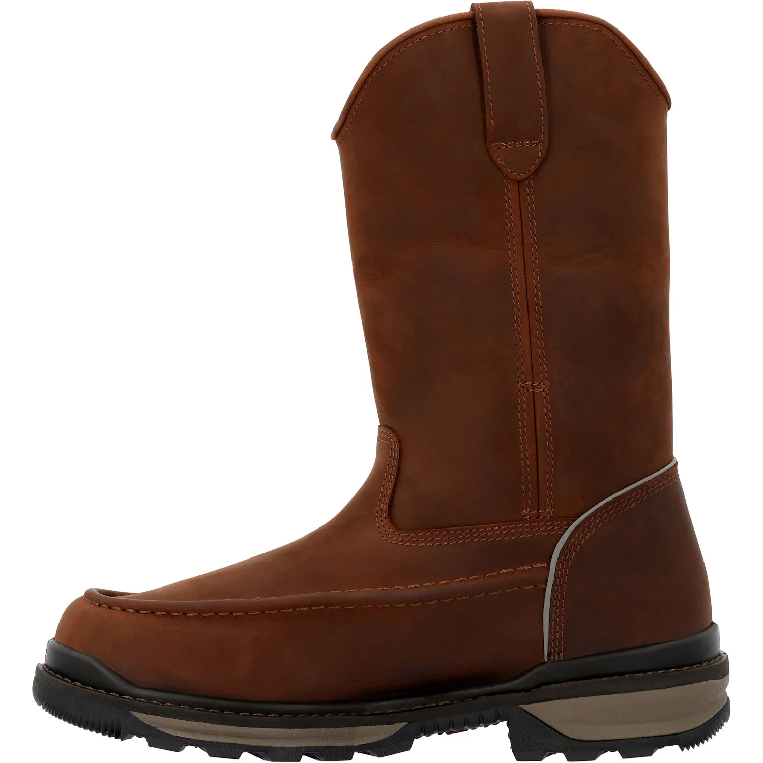 Rocky Mens Rams Horn WP Pull-On Crazy Horse Leather Work Boots